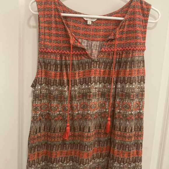 Lucky Brand Orange and Brown Sleeveless Blouse - Picture 2 of 3